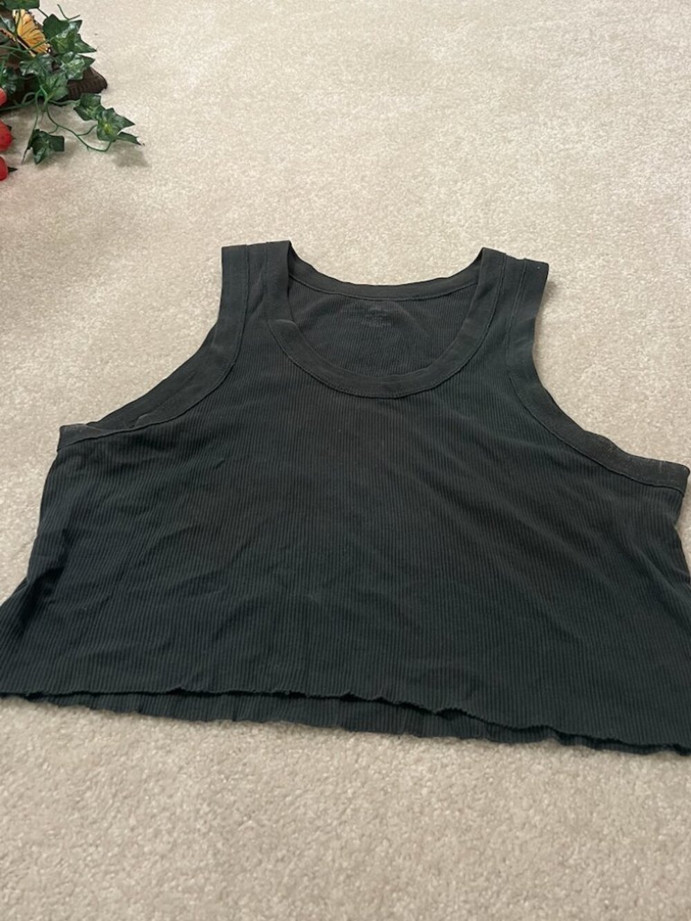 Cropped Green Brandy Melville Tank, One Size Fits All